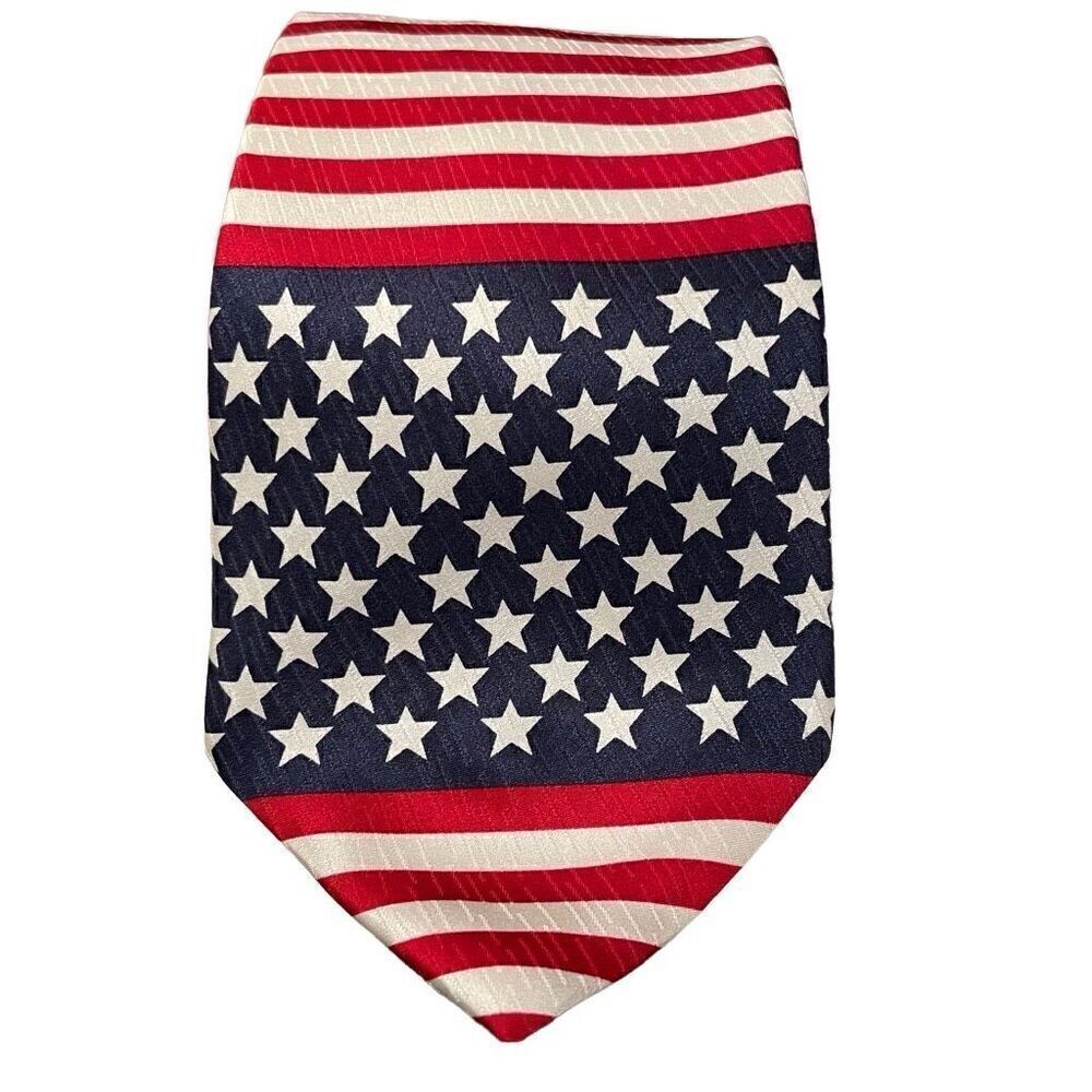 American Traditions Tie Stars & Stripes 100% Silk Holiday Election Made In USA